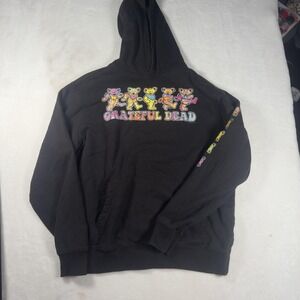 Grateful Dead Hoodie Mens Medium Black Dancing Bears Graphic Pullover Sweatshirt